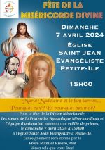 Fête de la Miséricorde Divine Dimanche 7 avril à l’Eglise St Jean Evangéliste Petite-Ile